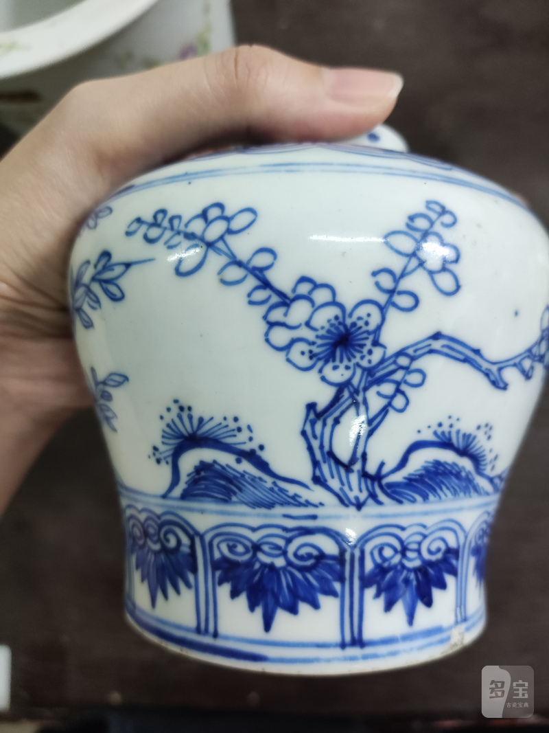 清 青花松竹梅纹天字罐 - 图4